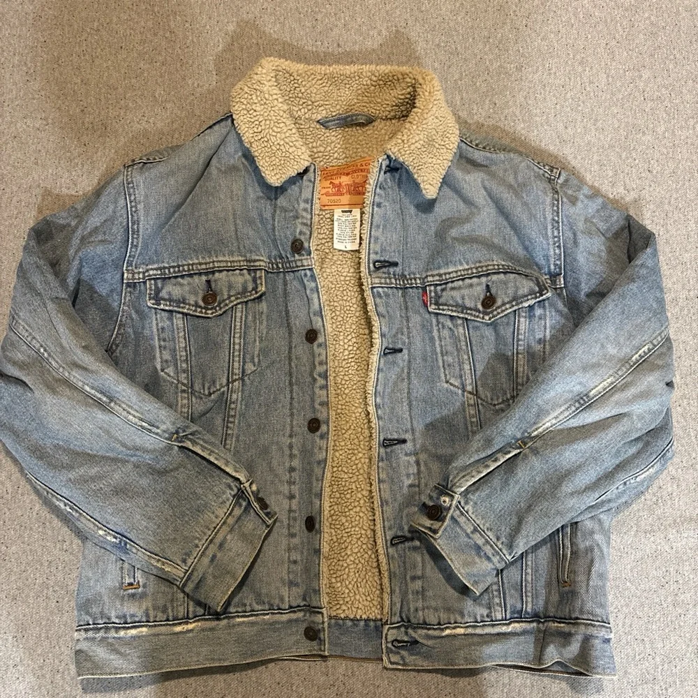 Levi's Blue Denim Sherpa Jacket - Picture 1 of 3